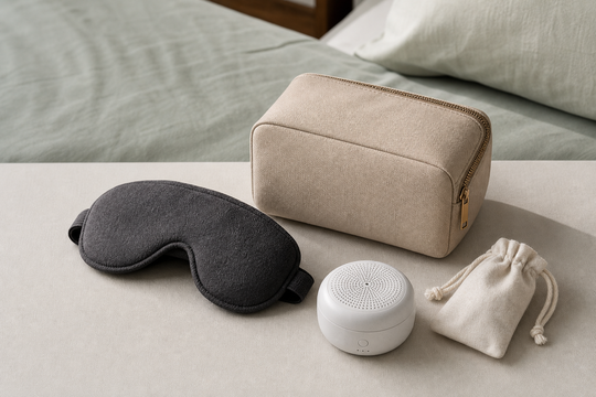 RestKit travel sleep kit with compact pouch and sleep accessories